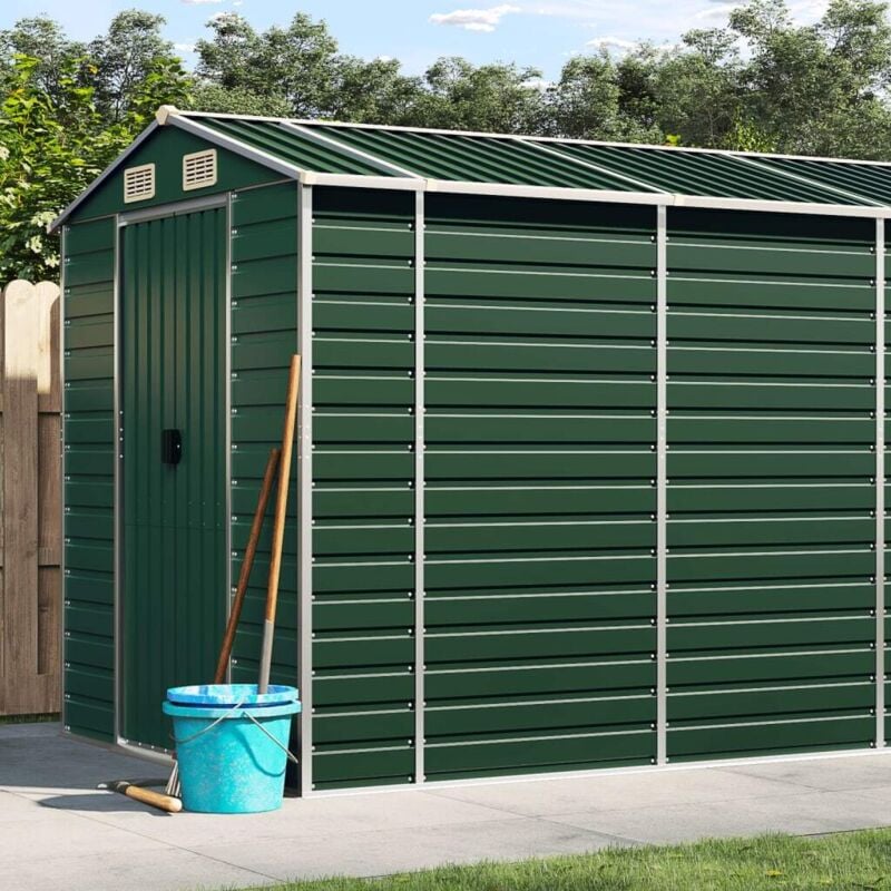 Garden Shed Green 191x725x198 cm Galvanised Steel Vidaxl