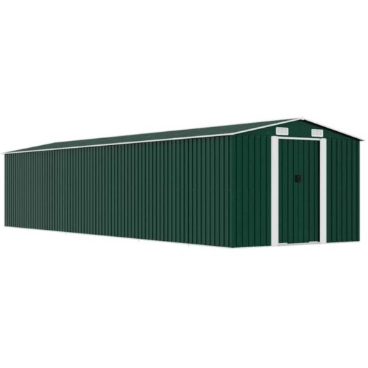 Garden Shed Green 257x779x181 cm Galvanised steel vidaXL