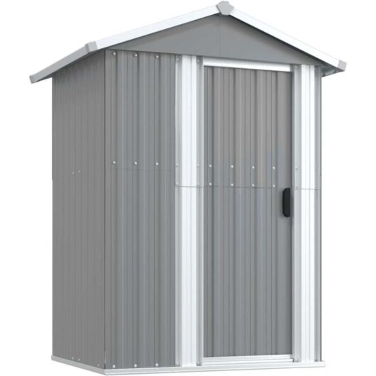 Garden Shed Grey 126x97.5x177 cm Galvanised Steel Vidaxl