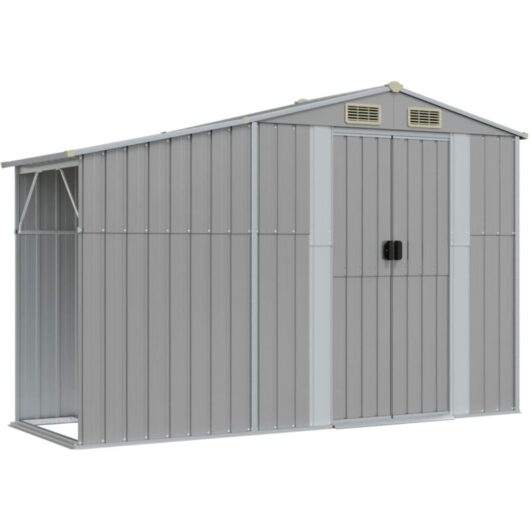 Garden Shed Grey 277x93x179 cm Galvanised Steel Vidaxl