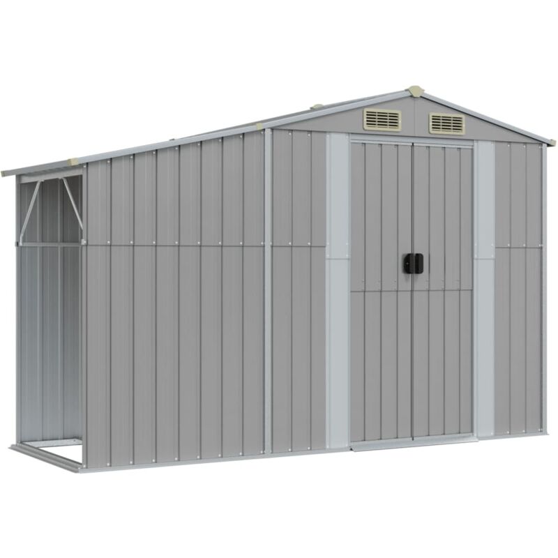Garden Shed Grey 277x93x179 cm Galvanised Steel Vidaxl