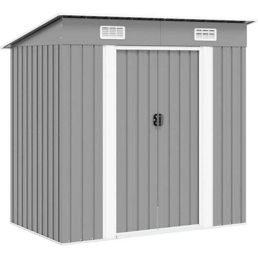 Garden Shed Grey Metal Vidaxl