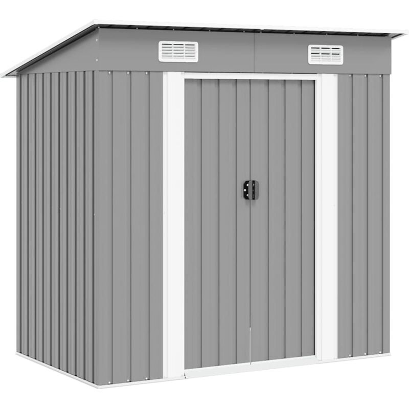Garden Shed Grey Metal Vidaxl
