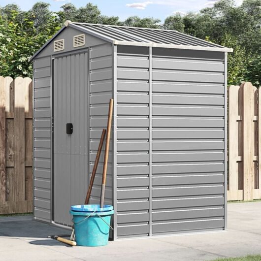 Garden Shed Light Grey 191x130x198 cm Galvanised Steel Vidaxl