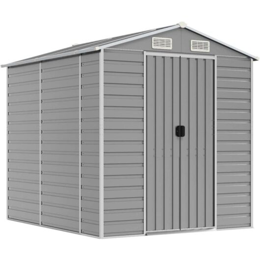 Garden Shed Light Grey 191x215x198 cm Galvanised Steel Vidaxl