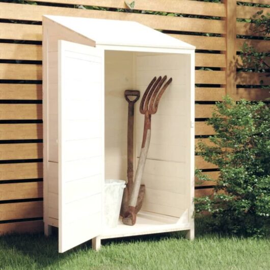 Garden Shed White 55x52x112 cm Solid Wood Fir Vidaxl