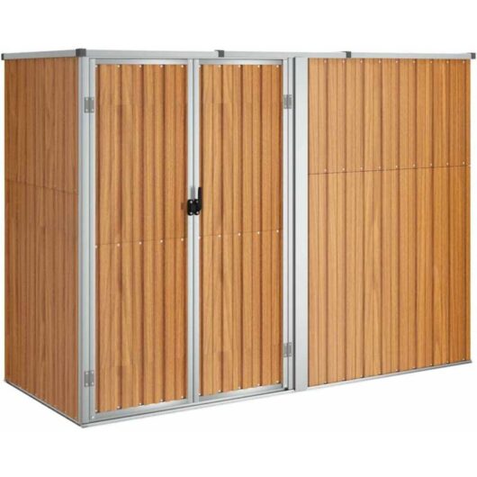 Garden Tool Shed Brown 225x89x161 cm Galvanised Steel Vidaxl