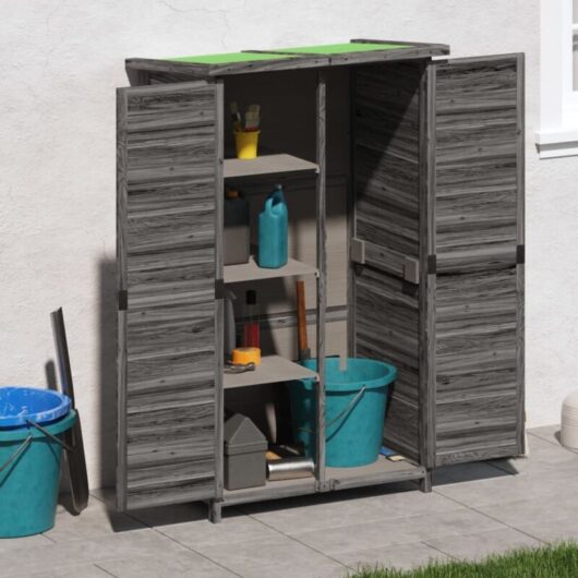 Garden Tool Shed Grey 83x57x140 cm Solid Wood Pine Vidaxl