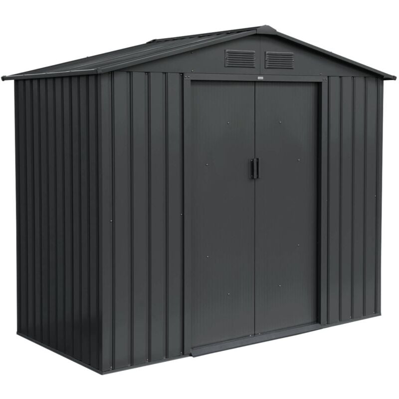 Garden shelter 2.71m² with anchor kit, Houtland, Anthracite, 213x131x185 cm
