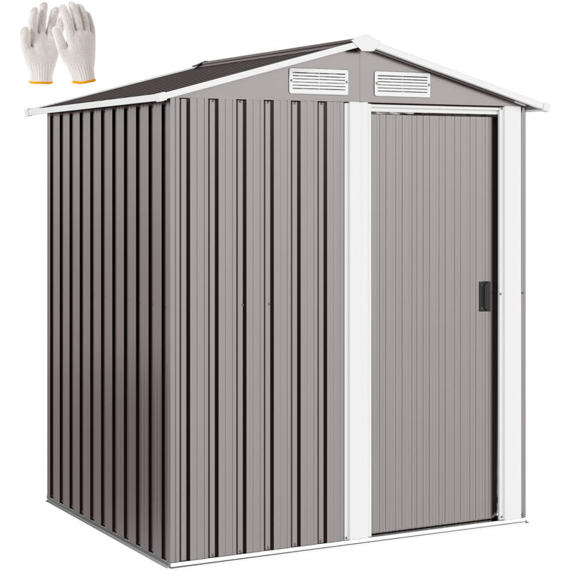 Outsunny 5ft x 4.3ft Outdoor Metal Storage Shed with Sliding Door Sloped Roof Grey