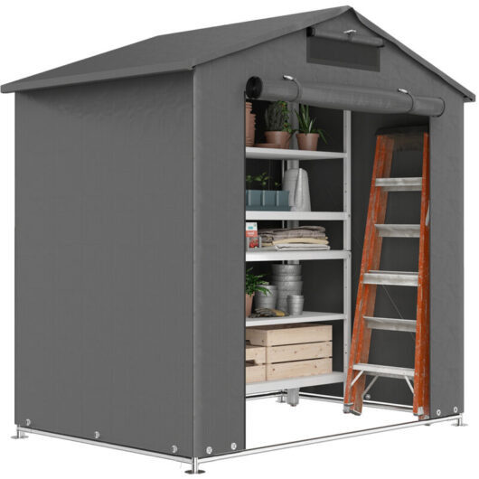 Outsunny 6 x 4 ft Garden Storage Shed Tent Bike Tent, Dark Grey