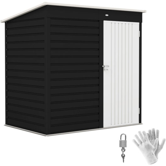 Outsunny 6 x 4ft Metal Garden Shed with Lockable Door and Gloves, Dark Grey
