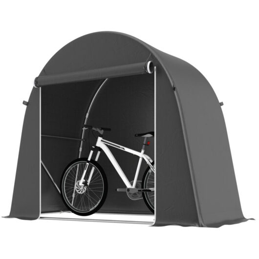 Outsunny 8 x 4 ft Garden Storage Shed Tent Bike Tent, Dark Grey