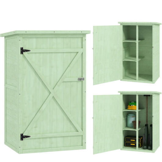 Outsunny - Garden Shed Outdoor Tool Storage w/ 2 Shelve 75 x 56 x115cm Green