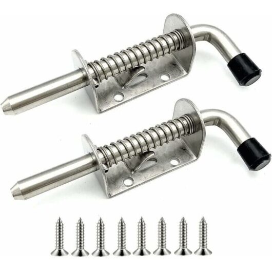 Set of 2 Stainless Steel Spring Latches for Garage Doors, Garden Sheds, Patios, Chicken Coops (128mm)