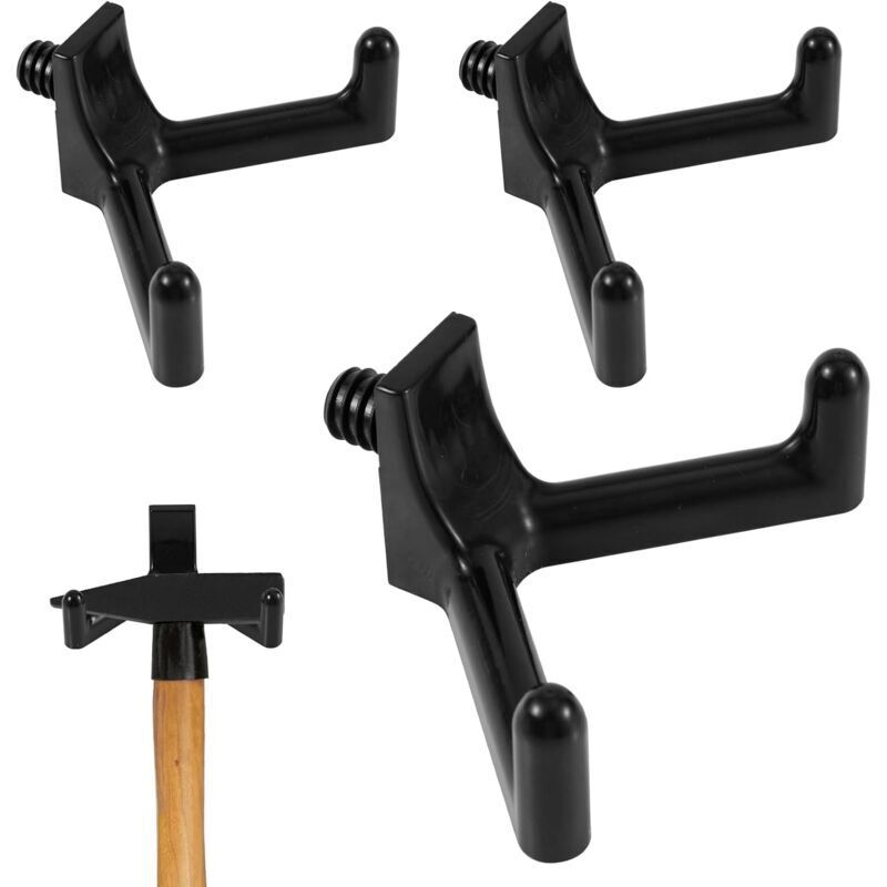 Set of 3 practical double-headed tool hooks for garden storage, garage wall storage accessories