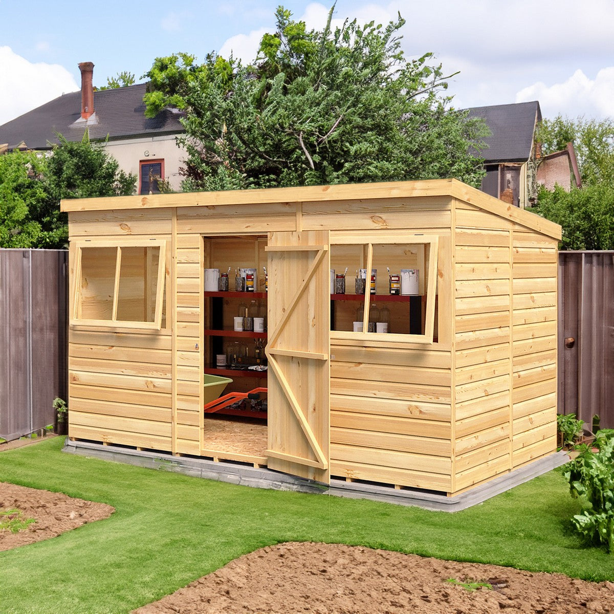 Shire 6' 6" x 11' 11" Pent Shed - Premium Dip Treated Shiplap