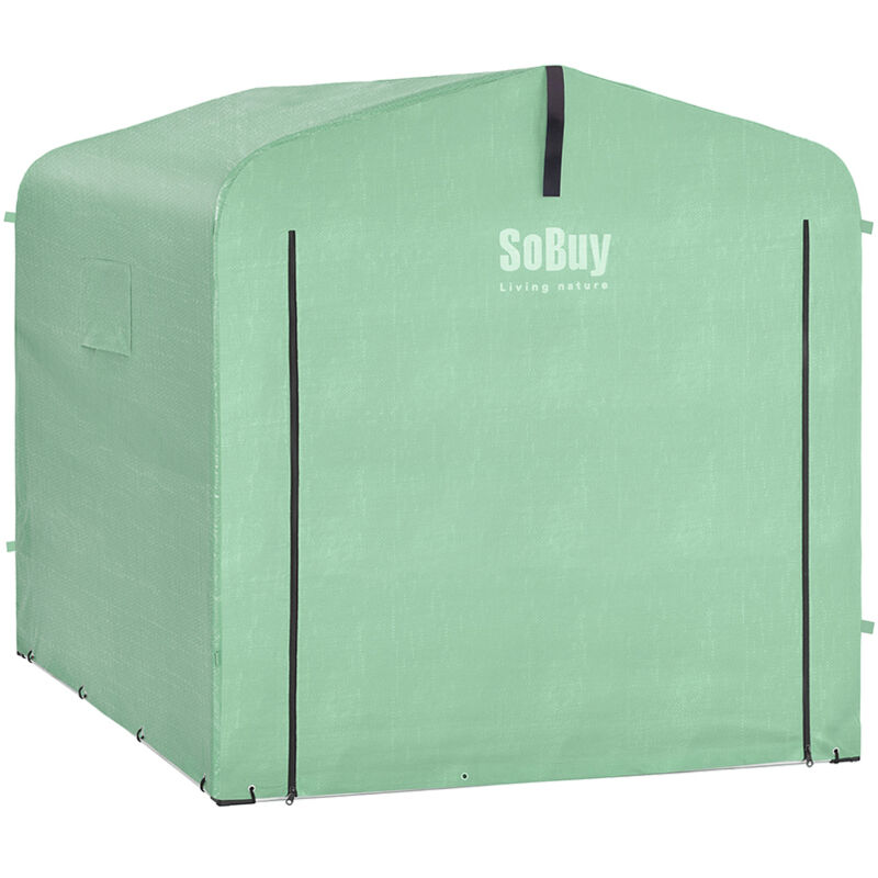 SoBuy Garden Shed, Outdoor Waterproof Garden Cabin, Motorcycle Shelter with Hooks, Bike and Tool Garage, Bike Shed, Storage, Green, 159x219x165 cm,