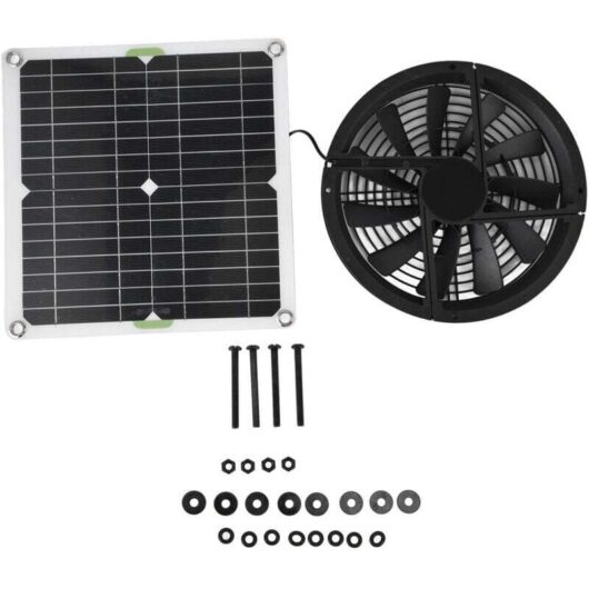 Solar Fan Kit, 100W Waterproof Solar Panel, 10-Inch Round Exhaust Fan for Chicken Coop, Greenhouse, Shed