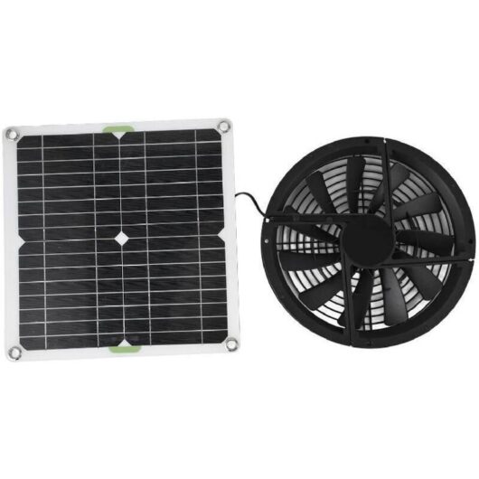 Solar panel fan kit, 100W 12V waterproof portable solar exhaust fan with metal guard, for chicken coop, greenhouse, garden shed, pet shop, exhaust
