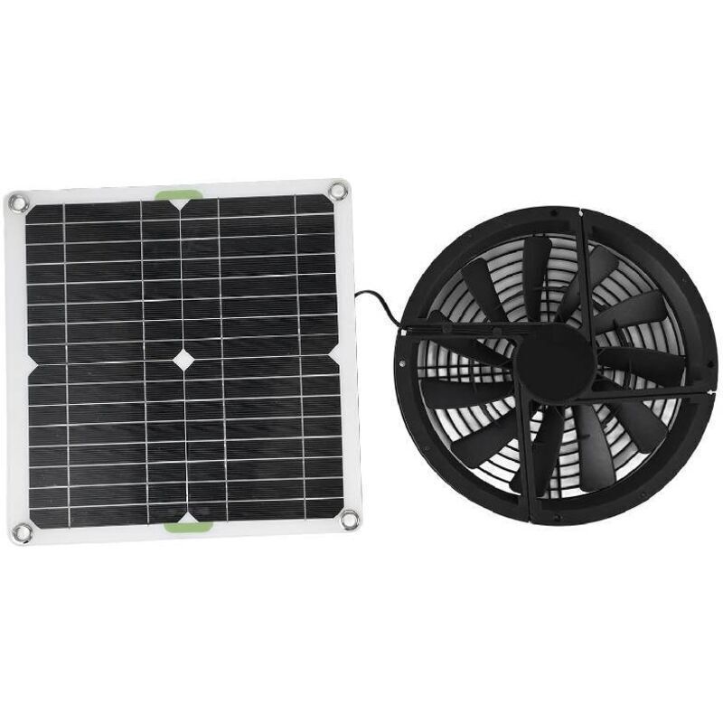 Solar panel fan kit, 100W 12V waterproof portable solar exhaust fan with metal guard, for chicken coop, greenhouse, garden shed, pet shop, exhaust