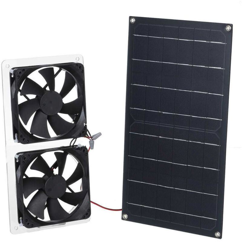 Solar panel fan kit, 100W, weather-resistant, with DC fan for small chicken coops, greenhouses, garden sheds, animal houses, window exhaust.