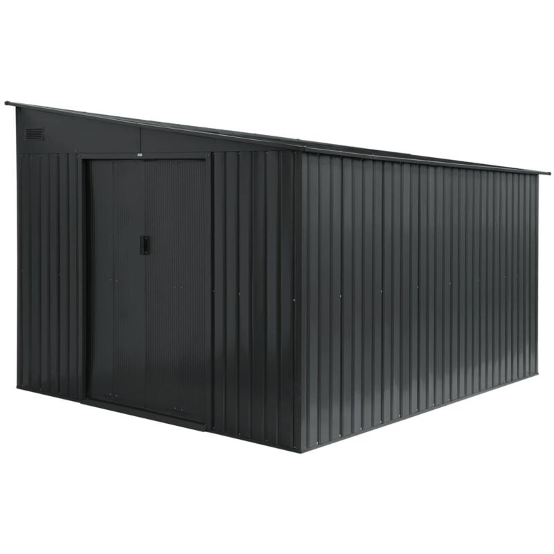 Sweeek - Steel garden shed 8.96 m² with anchoring kit anthracite l 277.5 x w 322 x h 203 cm - Ornay