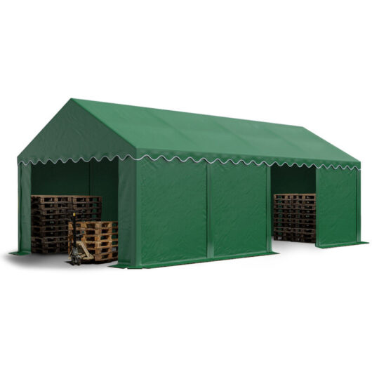 TOOLPORT Storage tent 4x8 m PVC 700 N waterproof shelter dark green