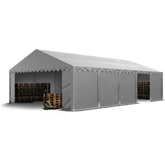 TOOLPORT Storage tent 5x10 m PVC 750 N waterproof grey shelter with ground frame