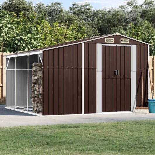 Vidaxl - Garden Shed Brown 277x279x179 cm Galvanised Steel