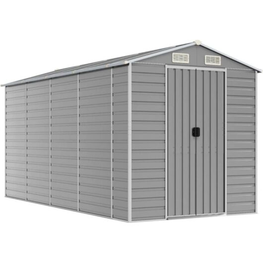 Vidaxl - Garden Shed Light Grey 191x385x198 cm Galvanised Steel