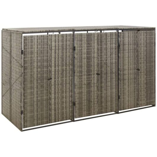 Vidaxl - Triple Wheelie Bin Shed Grey 207x80x117 cm Poly Rattan