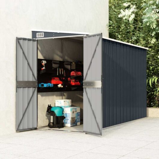 Vidaxl - Wall-mounted Garden Shed Anthracite 118x288x178 cm Steel