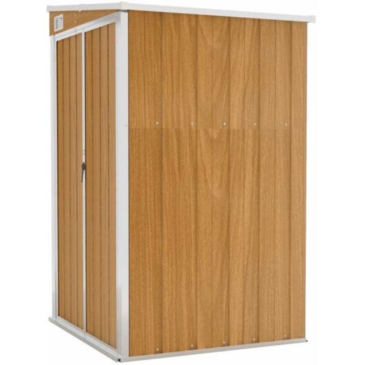 Wall-mounted Garden Shed Brown 118x100x178 cm Galvanised Steel Vidaxl