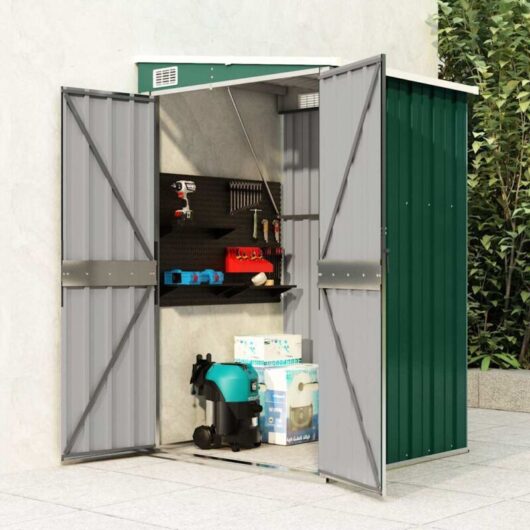 Wall-mounted Garden Shed Green 118x100x178 cm Galvanised Steel vidaXL