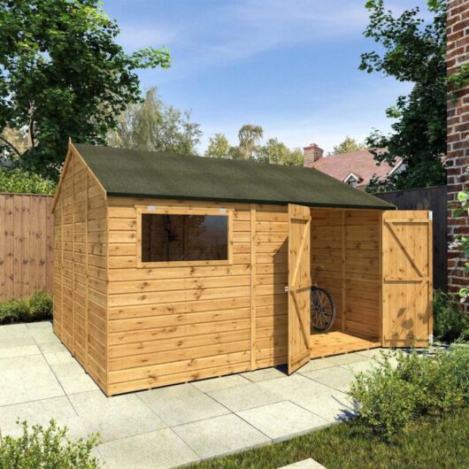 Waltons 12 x 10 Modular Workshop Wooden Garden Shed Shiplap Reverse Apex Storage Sheds Double Door