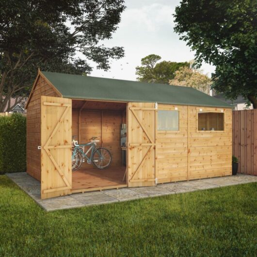 Waltons 15 x 10 Modular Workshop Wooden Garden Shed Shiplap Reverse Apex Storage Sheds Double Door