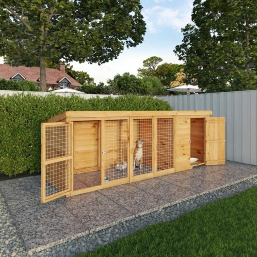 Waltons Shiplap Pent Wooden Garden Dog Kennel and Run - 12 x 4