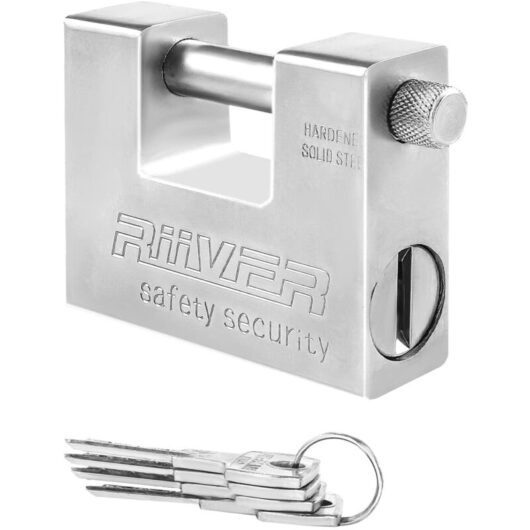 Youyijia Container Padlock 94mm Heavy Duty Padlock Lock Waterproof 5 Keys for Garage Warehouse Shipping, Container, Garage, Shed, Motorbike, (Silver)