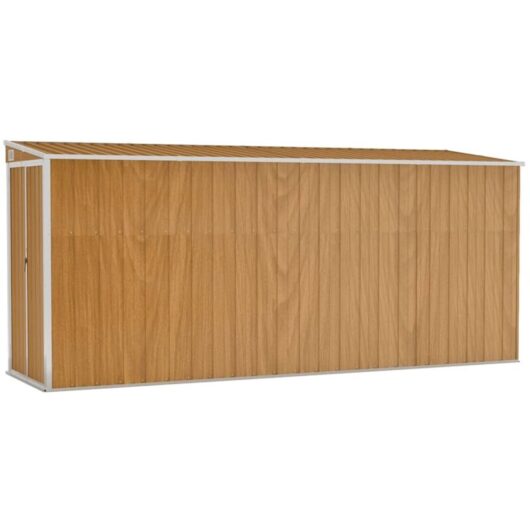 vidaXL Wall-mounted Garden Shed Brown 118x382x178 cm Galvanised Steel