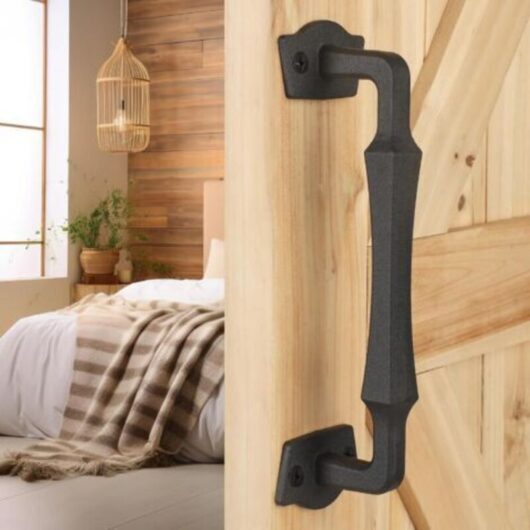 10-inch Sliding Barn Door Handle for sliding barn doors, gates, sheds, and garages, solid metal square material with a matte black powder finish.