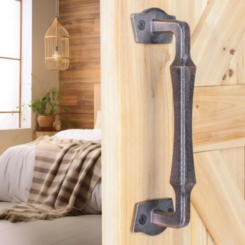 10-inch Sliding Door Handle for barn doors, gates, garden sheds, garages, solid square metal material, oil-rubbed bronze finish