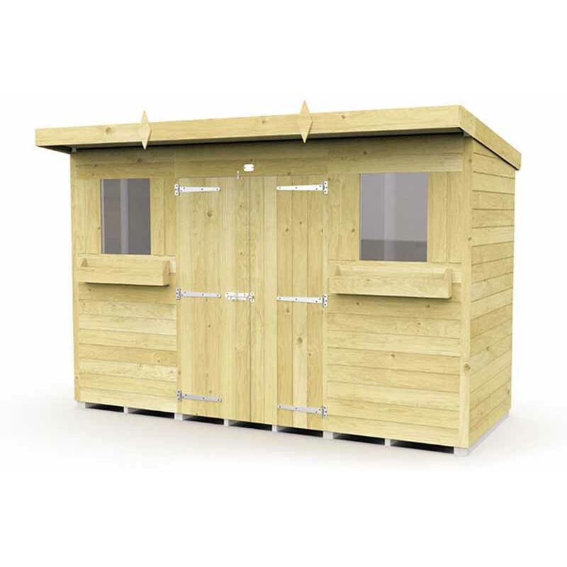 10 x 4 Feet Pent Summer Shed - Wood - L118 x W302 x H201 cm