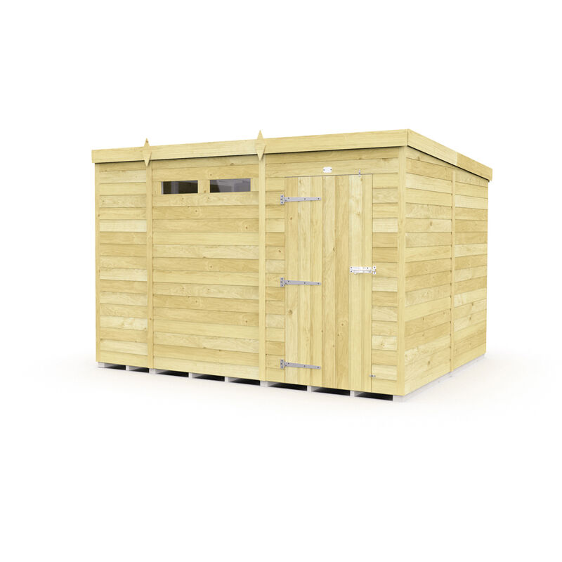 10 x 8 Feet Pent Security Shed - Single Door - Wood - L231 x W302 x H201 cm