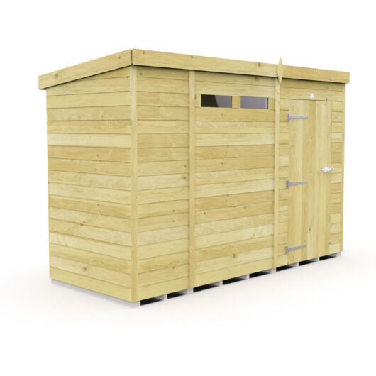 11 x 4 Feet Pent Security Shed - Single Door - Wood - L118 x W329 x H201 cm