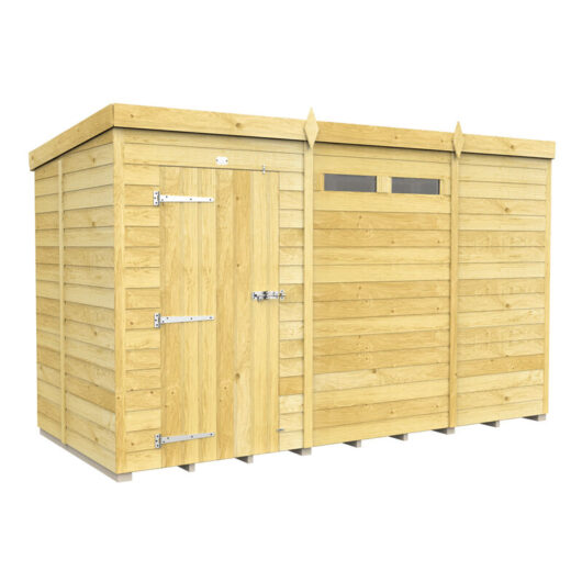 11 x 5 Feet Pent Security Shed - Single Door - Wood - L147 x W329 x H201 cm