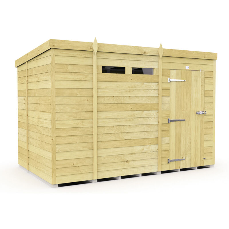 11 x 7 Feet Pent Security Shed - Single Door - Wood - L214 x W329 x H201 cm