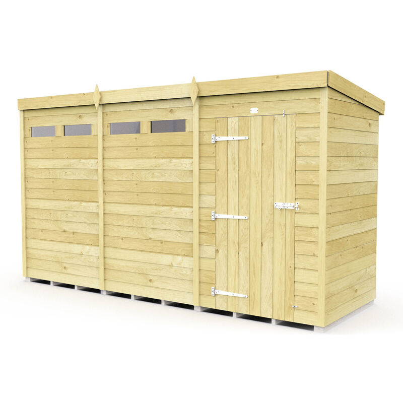 12 x 4 Feet Pent Security Shed - Single Door - Wood - L118 x W358 x H201 cm