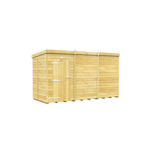 12 x 5 Feet Pent Shed - Single Door Without Windows - Wood - L147 x W358 x H201 cm
