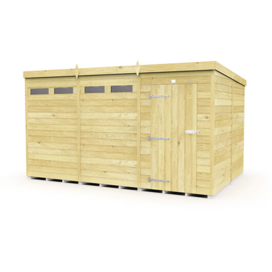 12 x 8 Feet Pent Security Shed - Single Door - Wood - L231 x W358 x H201 cm